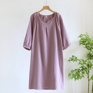 Womens Cotton Nightgown Solid Color Long Pajamas Womens Pajamas Loose Home Wear Spring and Autumn