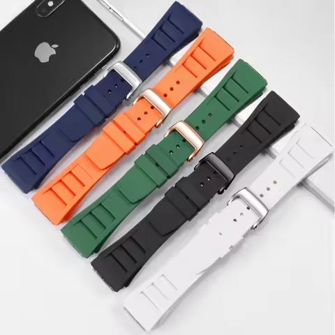 New 25mm Red Black Green Gray Blue Yellow Orange Rubber Watchband For Richard Mille strap for RM011 