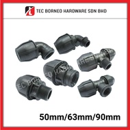 TEC [50mm 63mm 90mm] HDPE Poly Pipe Fitting Penyambung Polypipe Male Female Tee Elbow Bend MTA FTA T