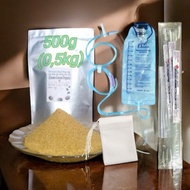 1 Medical/GREETMED bag (1200ml) + 10 plastic infusion lines fr12_500mm + 15 filter bags +500G ENEMA 