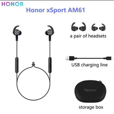New Honor XSport AM61 Earphone Bluetooth Wireless Connection with Mic Headset In-Ear Style Charge Ea