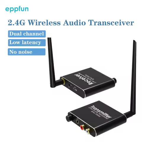 eppfun 50m/2.4G Wireless Audio Transmitter Receiver for 2 Subwoofer/Active Speaker/Power Amplifier/H