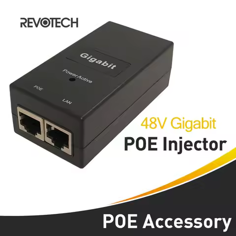 Revotech Desktop POE Injector 10/100/1000Mbps/1G/2G Passive Power Supply Input 100V-240V Output 48V 