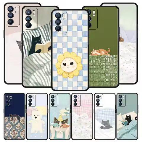 Dog Cat Couple Phone Case For Oppo Reno14 Reno13 Reno12 11 F 10 Find X5 X9 Pro A54 5G A53 A9 A16 A78