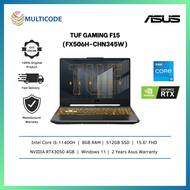Asus Gaming Laptop TUF F15 FX506H-CHN345W 15.6" FHD 144Hz Gray ( I5-11400H, 8GB, 512GB SSD, RTX 3050 4GB, W11 )