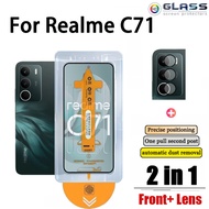 2 in 1 Realme C71 HD One-click Tempered Glass Screen Protector For Note 70 60x 50 C75x C71 C85 15T C
