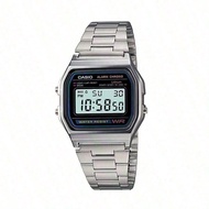 Men's/Women's Sporty Fashion Digital Watch A168WA-1, Retro Stainless Steel Strap Square Dial Watch, 