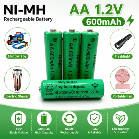 AA Ni-MH Rechargeable Battery 1.2V 600mAh AA Battery for Toys Flashlight Shaver Fan Remote Control 1