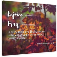 Scripture Canvas Rejoice Pray Thanks 1 Thessalonians 5:16-18 Christian Wall Art Bible Verse Print Re