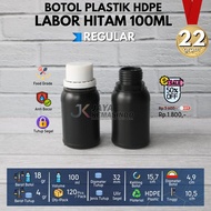 Botol plastik HDPE 100ml labor agro hitam minuman madu kimia handsanitizer tutup warna-warni