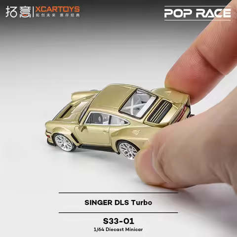POP RACE 1/64 S33-01 Porsche Singer DLS Turbo gold Alloy Diecast Car Model Collect Ornaments Gift To