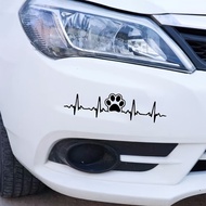 1 Buah, Stiker Mobil Vinil, Desain Cetak Kaki Hewan Peliharaan & Detak Jantung, Stiker Ekg Kreatif u