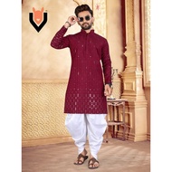 LAUNCHING NEW MEN MIRROR WORK KURTA WITH DHOTI PANTS