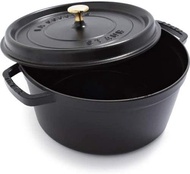 Staub 5.5 or 6.25 Quart Large Cast Iron Round Cocotte Kitchen Cooking Pot. Black Matte. MADE IN FRANCE.
