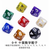 Color 0-9 Digital Dice Multi-Sided Sieve Ten-Sided Dice Children's Toys Board Game Accessories Mathe