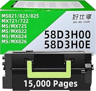 58D3H00 58D3H0E Toner Cartridge Black Replacement for Lexmark 58D3X00 Toner Cartridge for MS725 MS82