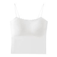 FallSweet Women Ice Silk with Padding Strap Singlet Elastic Slim Vest Sleeveless Big Size Tanks Cami
