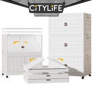 Citylife 73L-125L Folding Storage Box Cabinet Wardrobe Transparent Foldable Home Clothes Storage Cabinet W/O BIG WHEELS