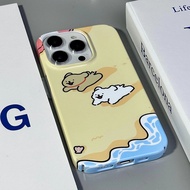 Phone Phone Case Suitable for iPhone 7 8 Plus x xs xr xsmax 11 12 13 14 15 pro max ins Style Korea Film Hard Shell Cartoon Beach Dog Shock-resistant Large Hole All-Inclusive Mobile Phone Protective Case Shell G5GK