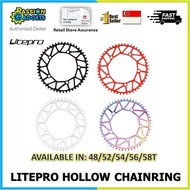 🔥SG SELLER🔥LITEPRO Ultralight Bicycle Oil Slick Hollow Chainring 48/52/56T Folding Bike Chain Ring Chainwheel  BCD 130mm