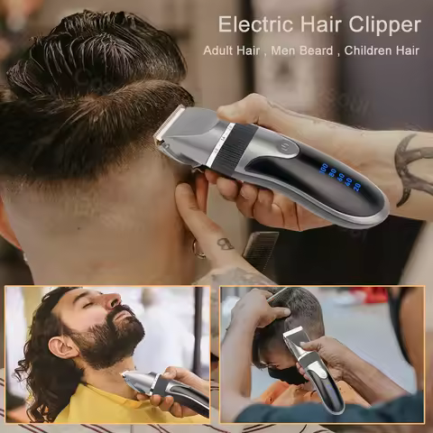 Professional Electric Barber Clippers, Rechargeable Hair Clippers Ceramic Blades Hair Trimmer, Men B