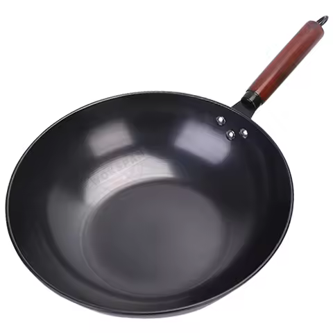 Carbon Steel Wok Pre-Seasoned Woks & Stir-fry Pans Nonstick Flat Bottom Chinese Wok for Induction El