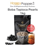 HAPPYPOPPER Boba Tapioca Pearl 1kg ( G&K ) Brown Sugar Black Pearl Ball 1 kg Boba Tea Bubble Milk Te