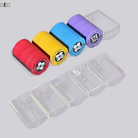 〔E〕Portable 100 Chips Poker Chip Tray Box W/ Lid For Casino Game 24 X 8 X 5cm Chips Poker Chips Box 