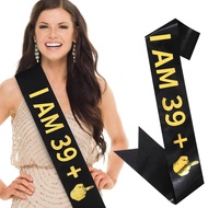 CIEHER 40th Birthday Sash for 40th Birthday Decorations 40th Birthday Sashes for Women I AM 39+ Sash