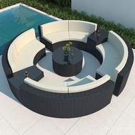 Rattan Arc Combination Creative Sofa Outdoor Garden Sofa Outdoor Leisure Round Furniture Coffee Tabl