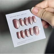 Mauve & Silver 3D Chrome Nails | Press On Nails | False Nails | Fake Nails