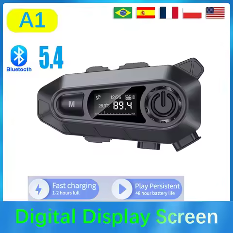 New A1 Motorcycle Helmet Bluetooth 5.4 Headset FM Frequency Modulation Function Grade IPX6 Waterproo