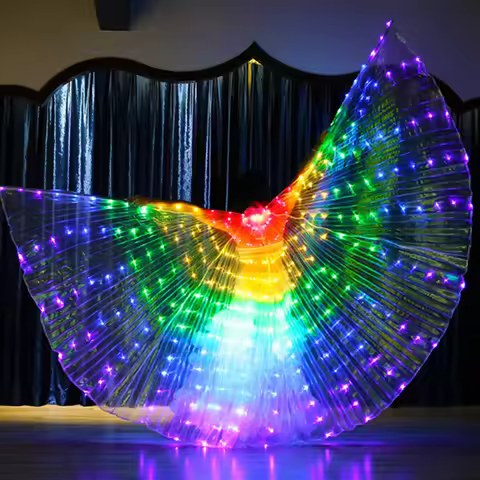 LED Light-up Butterfly Dance Wings Multi-color Flap Wings for Belly Dance Fluorescent Cape Costume 1