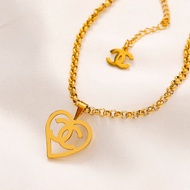 Chanel Necklace Gold Heart-Shaped Pendant