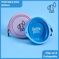 Buddy Bites - Collapsible and Portable Dog Food/Water Bowl (Silicone | BPA Free | Snap Hook)