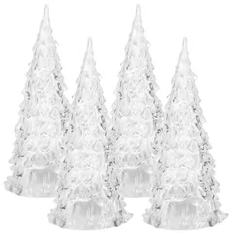 4pcs 7 Color Changing Christmas Tree Fiber- Optic Christmas Trees Lighted Acrylic Christmas Tree Chr
