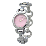 B.U.M. Equipment Japan Quartz Stainless Steel M.O.P. Pink Dial Small Wrist Round Shape Analog Casual