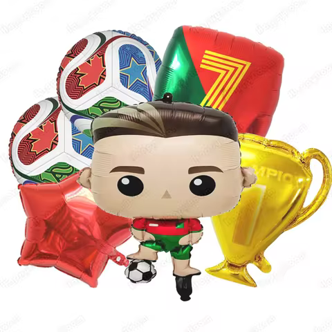 Cartoon Cr7 Soccer Birthday Aluminum Film Balloons Football Themed Birthday Party Decoration Supplie