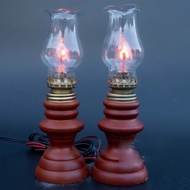 Altar Electric Light - 2 Small Wooden Lamps (20CM) (Brown Wood) - Catholic Altar NS1290