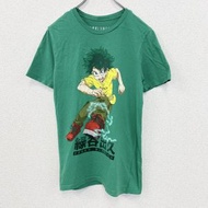 古著盒飯短袖動漫印花 T 卹，綠谷出久，圓領，綠色，休閒設計，小碼