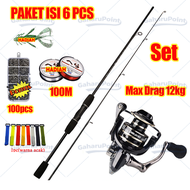 (PAKET ISI 6 PCS) pancing 1 set lengkap kuat/joran pancing kuat 50kg/Joran Pancing Set 1.8M 2.1M Fis