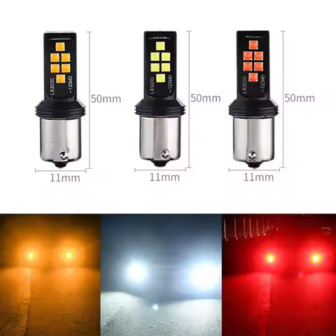 2Pcs 1156 P21W T20 W21W 7440 7443 WY21W H1 H3 H4 H7 9005 9006 LED Canbus Car Bulb Reverse Fog DRL 12