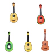 HIV00 Adjustable String Knob Simulation Ukulele Toy 4 Strings Cartoon Fruit Musical Instrument Toy School Play Game Classical Small Guitar Toy Children Toys
