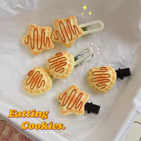 2025 New Trend Alloy Resin Jam Bread Duck Billed Clip Student Cute Hair Clip Women's Kawaii Hair Acc