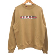 近全新 Gucci 正面 Logo 衛衣 784413 M 碼 棉質聚氨酯 米色 駝色 綠色RED上衣 0387 [二手] GUCCI 男士