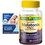 Melatonin Adult Gummies, Sleep Support by Spring Valley, 5 mg, 120 Ct (1 Pack) + “Have a Great Sleep