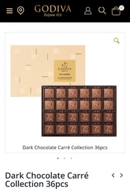💥55%off GODIVA Dark Chocolate Carré Collection 36pcs 50% &amp; 70% Dark Chocolates🍫 絕對唔係360°廉價貨色！