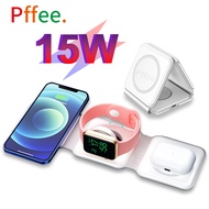 Pffee 3in1 15W QI Magnetic Wireless Charger Smart Watch Charger Fast Charging Dock Station With PD U