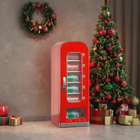 Vintage 220V/110v Mini Cooling Fridge 12V Use Retro Refrigerator Office Single-Temperature Diet Coke