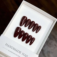 Handmade Press on Nails Short Al Red Simple Reusable Adhesive False Artificial Acrylic Full Cover Na